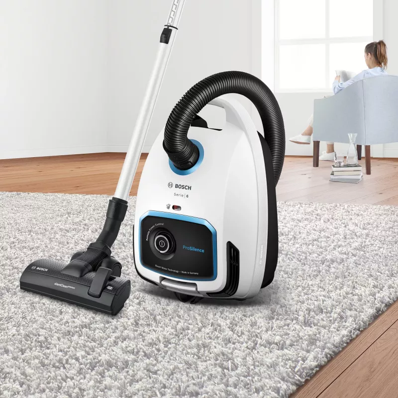 Stofzuiger Bosch Serie 6 BGB6SIL1 — 700 W, 4 L stofzak, HEPA 13, 12 m actieradius, wit