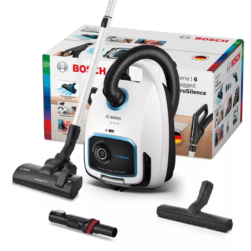 Stofzuiger Bosch Serie 6 BGB6SIL1 — 700 W, 4 L stofzak, HEPA 13, 12 m actieradius, wit