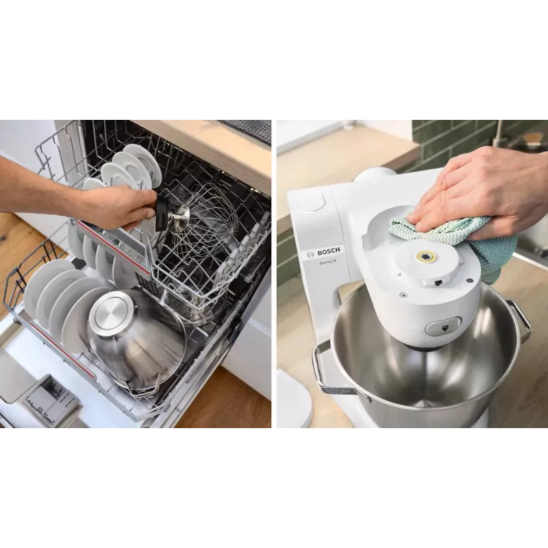 Bosch Serie 6 MUMS6EW22 keukenmachine, 1600 W, patisserieset, blenderopzet, wit/roestvrij staal