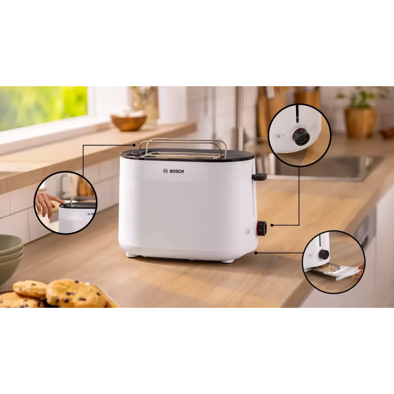 Bosch TAT2M121 toaster 6 2 sneetjes 950 W wit