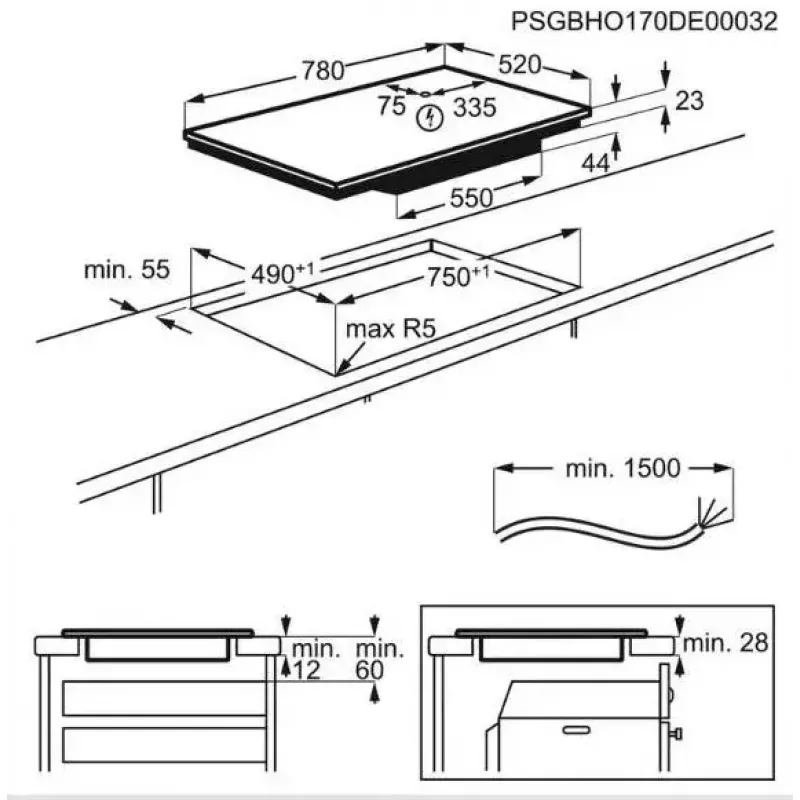 Electrolux EIV83443BW fornuis wit inbouw inductiekookplaat 4 zones