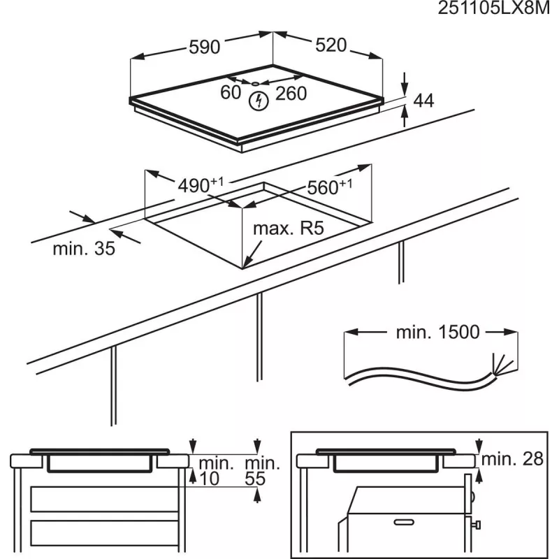 Electrolux Serie 700 EIS62453 zwart inbouw 60 cm zone-inductiekookplaat 4 zone(s)