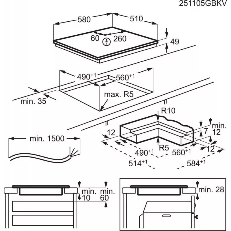 Electrolux Serie 700 EIS62453IZ zwart inbouw 60 cm zone-inductiekookplaat 4 zone(n)