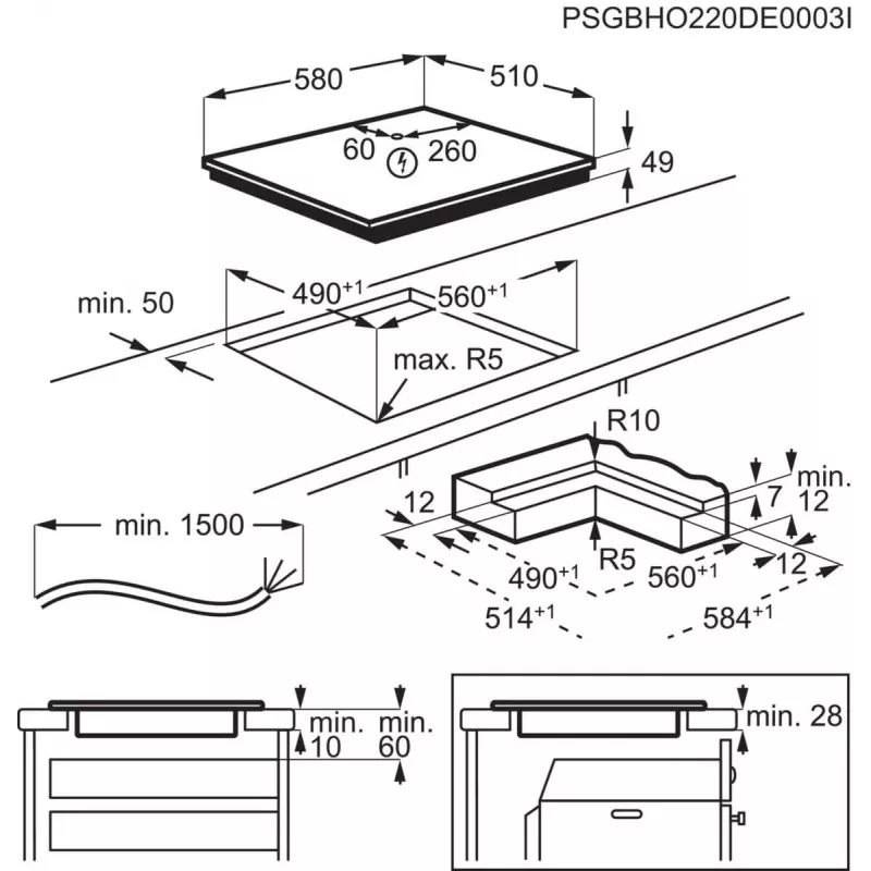 Electrolux Serie 700 EIS62453IZ zwart inbouw 60 cm zone-inductiekookplaat 4 zone(n)