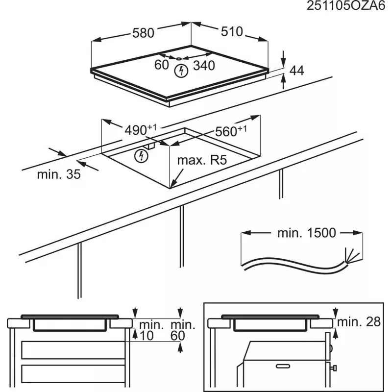 Electrolux Serie 700 EIS62453IZ zwart inbouw 60 cm zone-inductiekookplaat 4 zone(n)