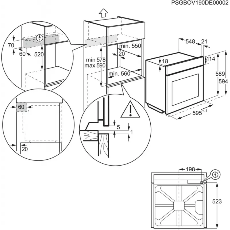 Electrolux EOF4P56X 72 L zwart, RVS