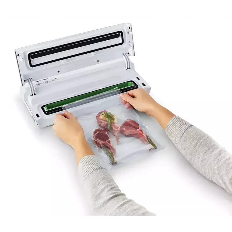 Vacuümmachine FoodSaver VS0100X — draaiknop, inclusief folierol en 4 vacuümzakken, zilver-wit