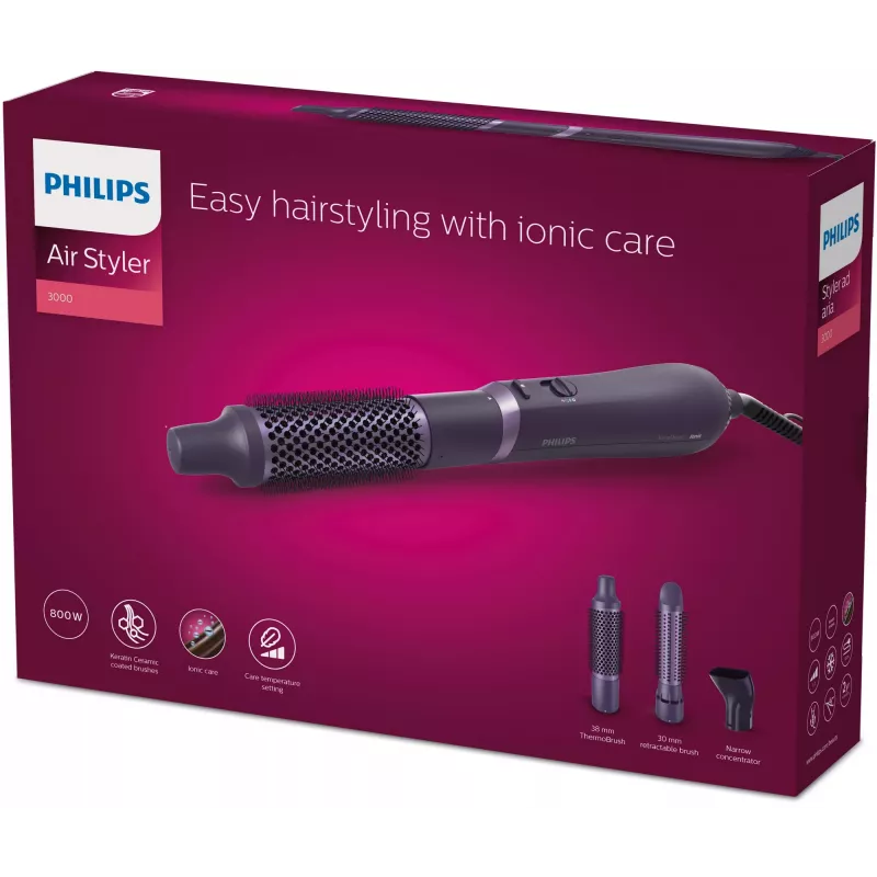 Haarstylingset Philips 3000 series BHA305/00 — 800 W, 3 warmtestanden, 3 opzetstukken, paars
