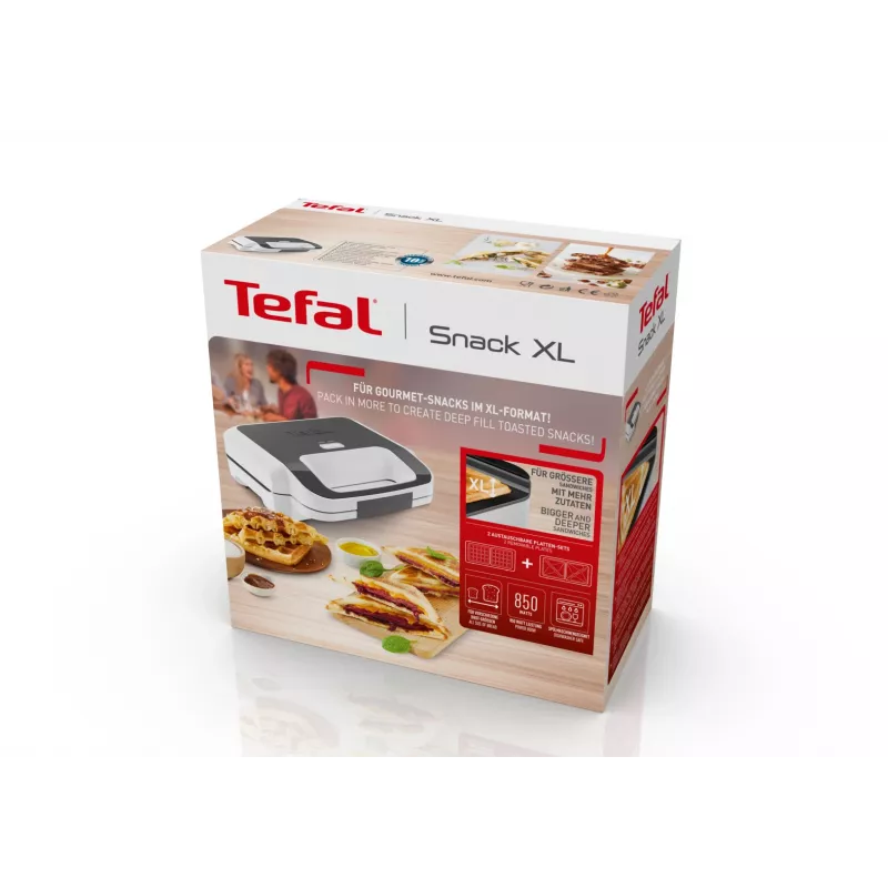 Tefal Snack XL SW701110 tosti-apparaat, 850 W, wit/roestvrij staal