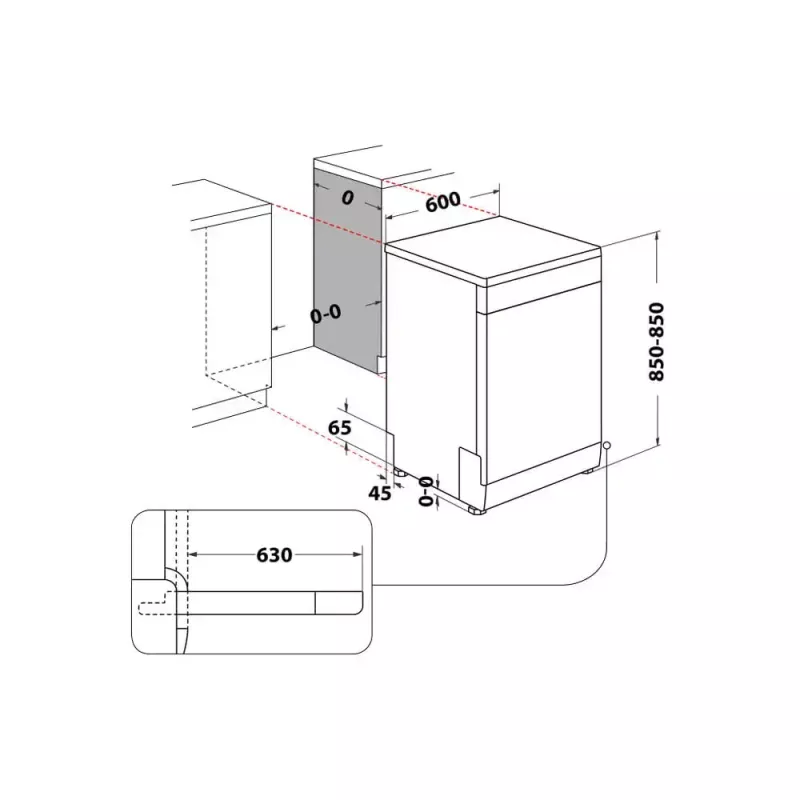 Vrijstaande vaatwasser WHIRLPOOL W7F HS41 X — 15 couverts, 41 dB, fullsize 60 cm