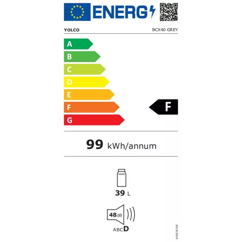Draagbare koelkast Yolco BCX40 39L energiezuinig Grijs