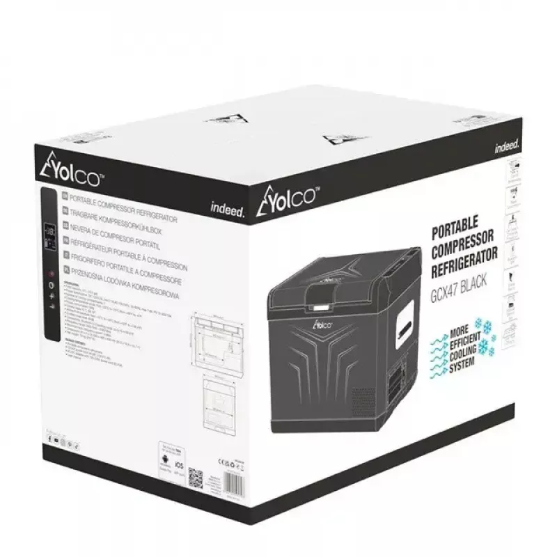 Draagbare compressor-koelkast Yolco GCX47 Zwart — 47L capaciteit, energiezuinig