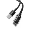 USB-laadkabel Baseus Gem P10373003111-00, 1 m, 2,4 A, nylon omhulling, Lightning, USB-A, Zwart
