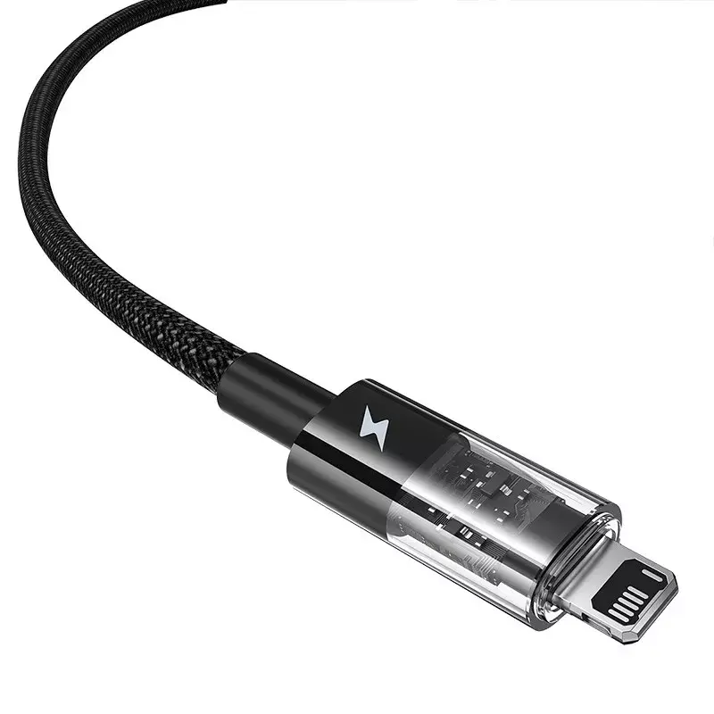 USB-laadkabel Baseus Gem P10373003111-00, 1 m, 2,4 A, nylon omhulling, Lightning, USB-A, Zwart