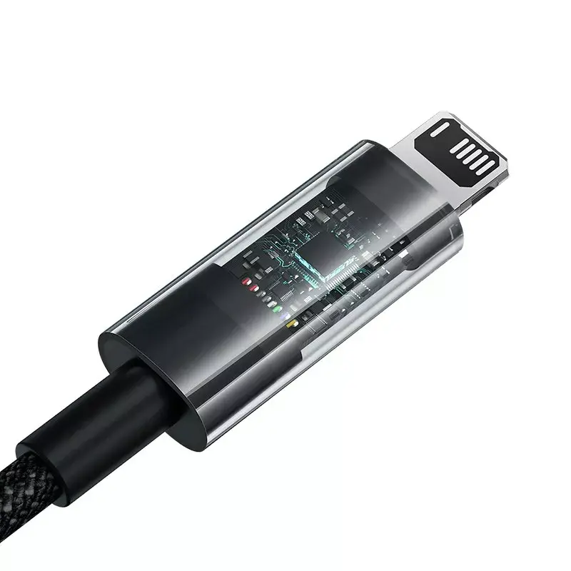 USB-laadkabel Baseus Gem P10373003111-00, 1 m, 2,4 A, nylon omhulling, Lightning, USB-A, Zwart