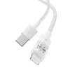 USB-laadkabel Baseus Gem P10373003211-00, 1 m, 2,4 A, Lightning/USB-A, Wit, nylon omhulling