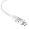 USB-laadkabel Baseus Gem P10373003211-00, 1 m, 2,4 A, Lightning/USB-A, Wit, nylon omhulling