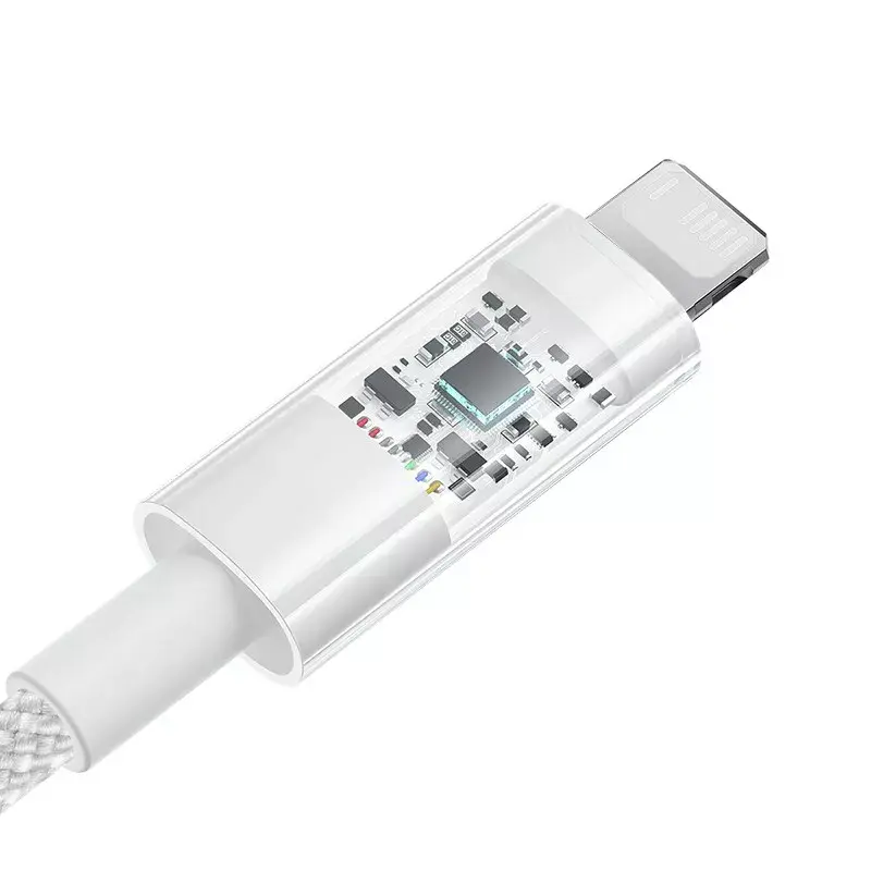 USB-laadkabel Baseus Gem P10373003211-00, 1 m, 2,4 A, Lightning/USB-A, Wit, nylon omhulling