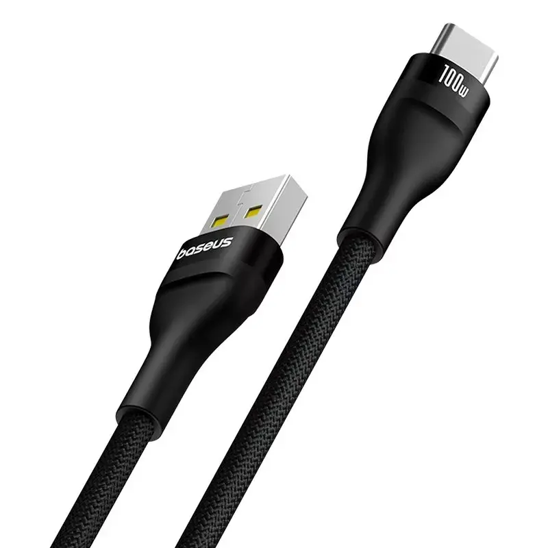 USB-A-naar-USB-C-kabel Baseus Flash 2 1m 100W zwart, USB PD, 480 Mbit/s, nylon
