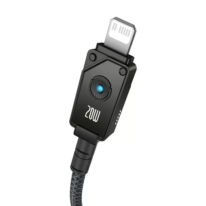 USB-C-naar-Lightning-kabel Baseus Unbreakable 1m 20W – aramidevezel, 480 Mbit/s, zwart