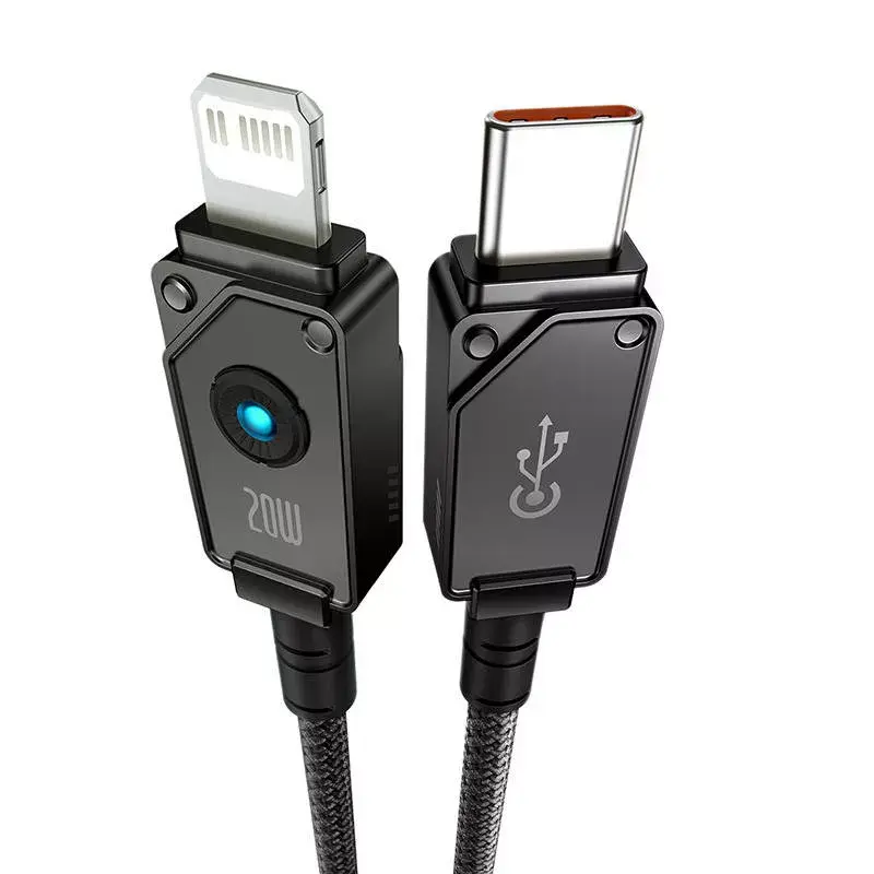 USB-C-naar-Lightning-kabel Baseus Unbreakable 1m 20W – aramidevezel, 480 Mbit/s, zwart