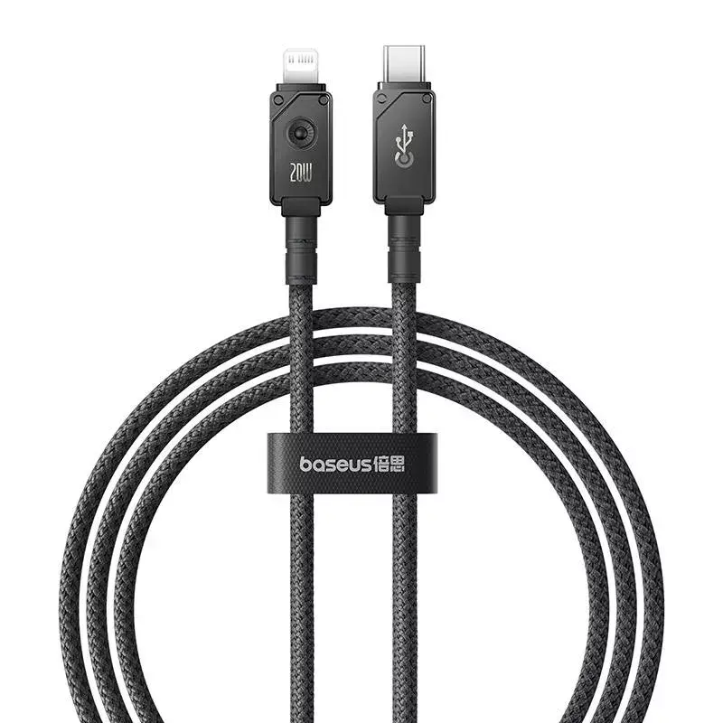USB-C-naar-Lightning-kabel Baseus Unbreakable 1m 20W – aramidevezel, 480 Mbit/s, zwart