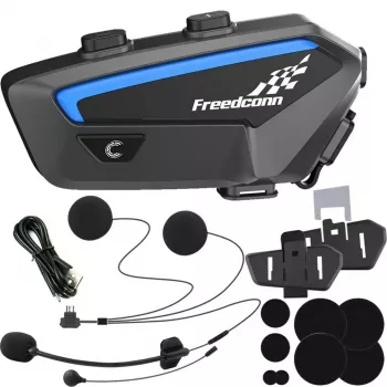 Motorintercom-headset FreedConn FX zwart — Bluetooth 5.0, IP67, bereik 2000 m, 30 uur gesprekstijd