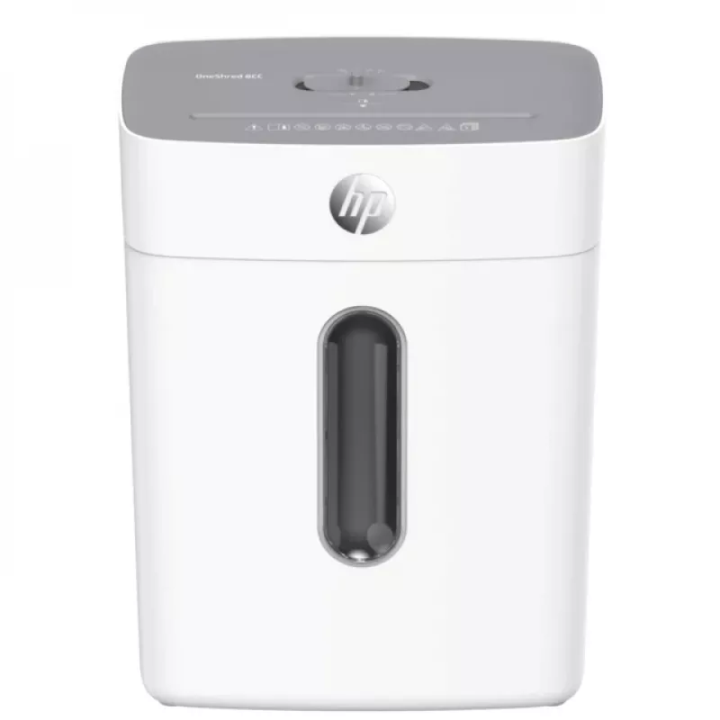 HP OneShred 8CC 2801 papiervernietiger, microsnippers 5x18 mm, P-4, 8 vellen, 15 l, 68 dB, lichtgrijs