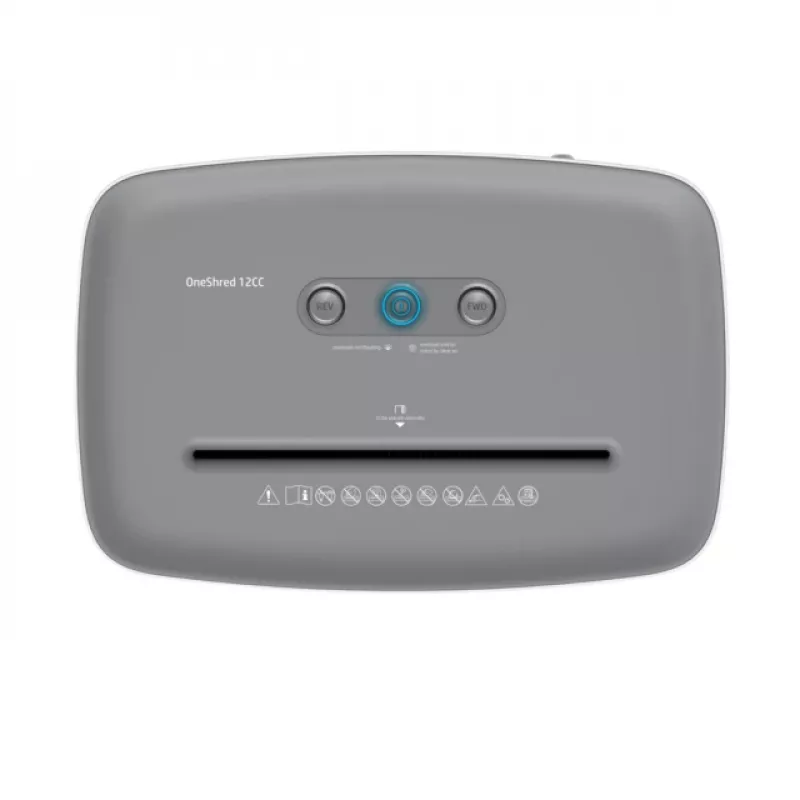 Papiervernietiger HP OneShred 12CC deeltjesversnippering P-4 12-vel capaciteit 22 cm breedte 23 L mand 4×35 mm 65 dB wit