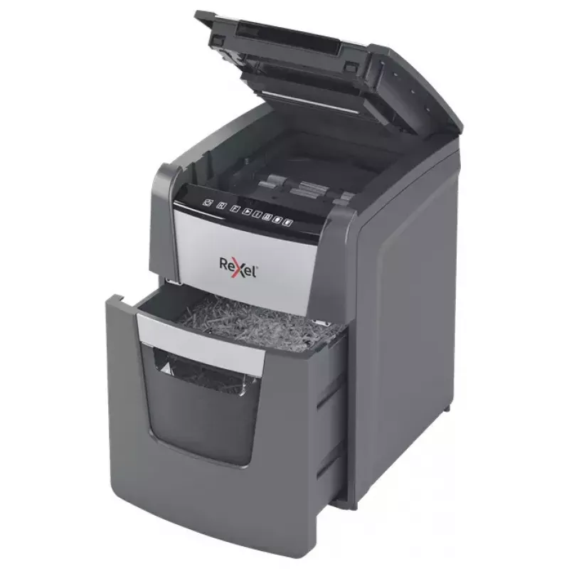 Rexel AutoFeed+ 90X Papiervernietiger kruisversnippering 55 dB zwart, grijs