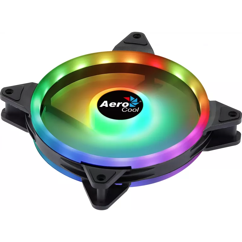 Aerocool DUO14 pc-ventilator 14cm ARGB LED dual ring antivibratie 6-pin zwart