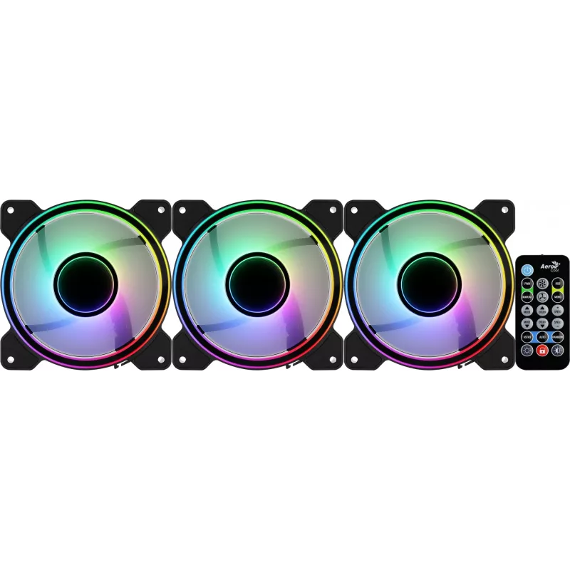 Aerocool MIRAGE12PRO kit 3x ventilator pc 12cm ARGB 6 pins hub silent zwart