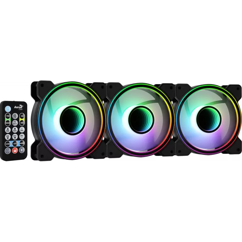 Aerocool MIRAGE12PRO kit 3x ventilator pc 12cm ARGB 6 pins hub silent zwart
