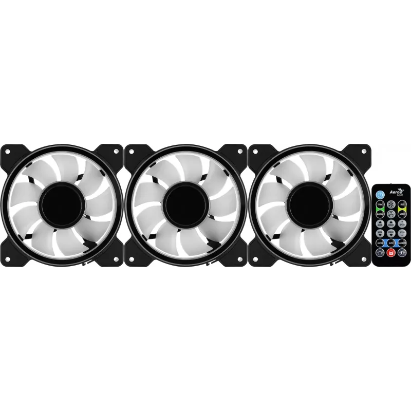 Aerocool MIRAGE12PRO kit 3x ventilator pc 12cm ARGB 6 pins hub silent zwart