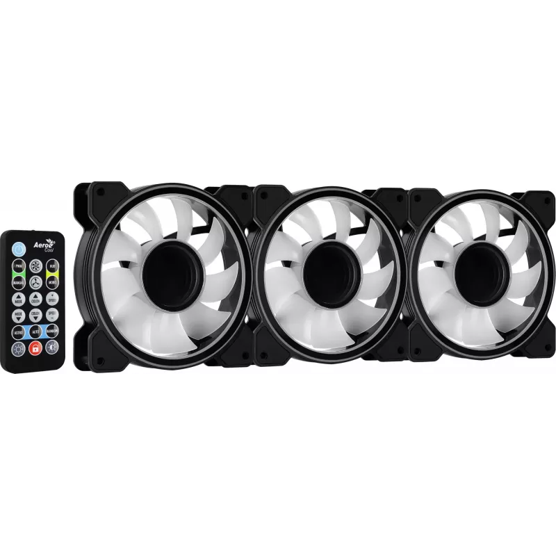 Aerocool MIRAGE12PRO kit 3x ventilator pc 12cm ARGB 6 pins hub silent zwart
