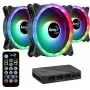 Aerocool DUO12PRO kit 3x ventilator 12 cm ARGB LED dual-ring antivibratie 6 pins, zwart