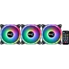 Aerocool DUO12PRO kit 3x ventilator 12 cm ARGB LED dual-ring antivibratie 6 pins, zwart