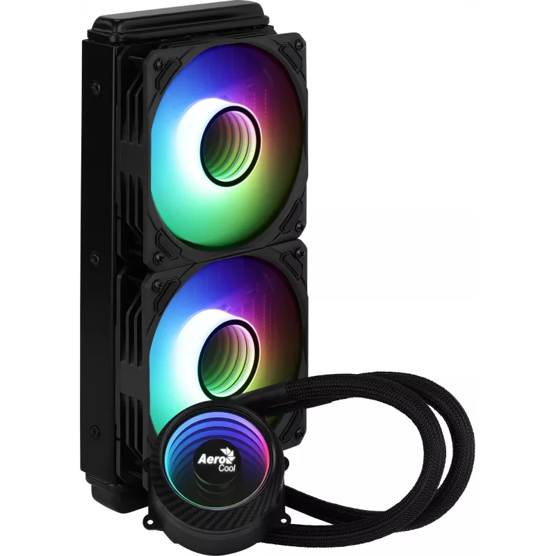 Aerocool PGS Mirage L240 ARGB vloeistofkoeler voor CPU, 2300 tpm, 4-pins, zwart