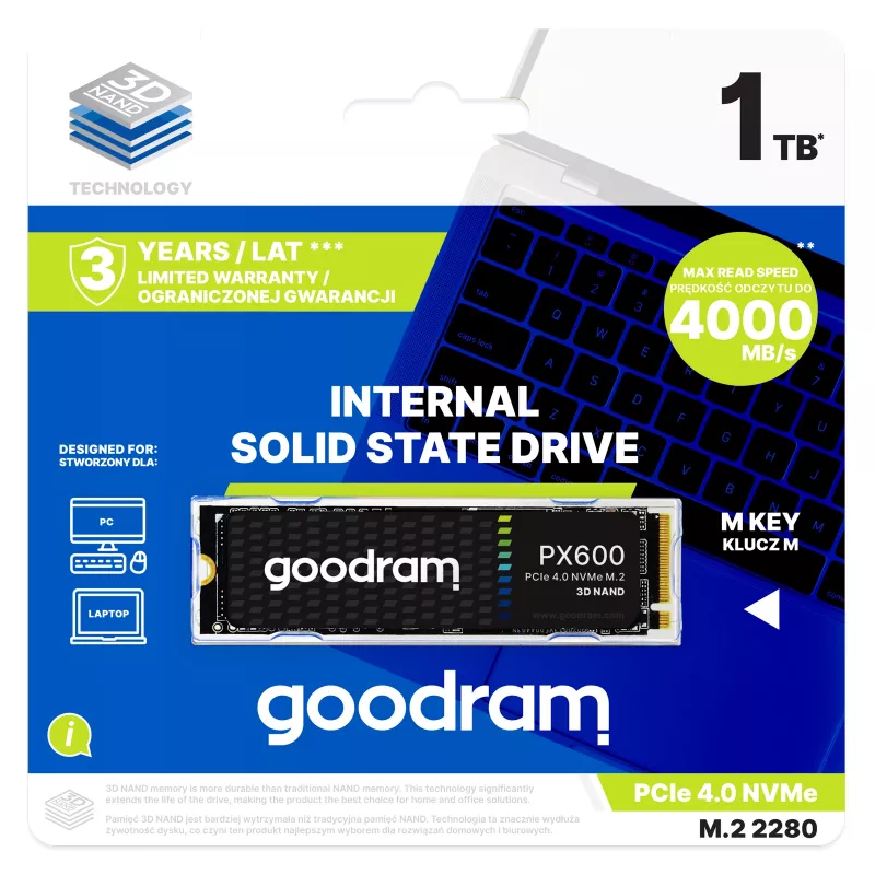Goodram SSDPR-PX600-500-80 interne solid state drive 500 GB M.2 PCI Express 4.0 NVMe 3D NAND