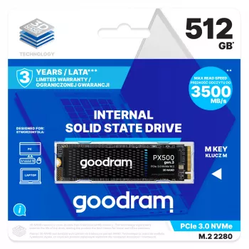 Goodram PX500 GEN.3 SSDPR-PX500-512-80-G3 interne solid state drive 512 GB M.2 PCI Express 3.0 NVMe 3D NAND
