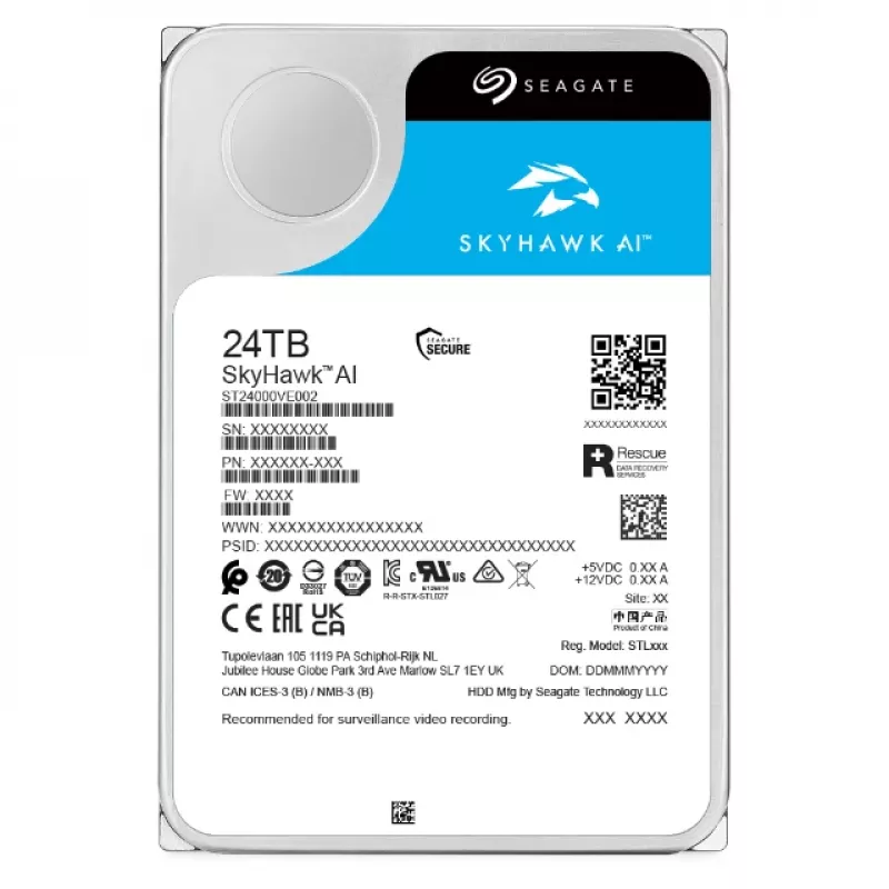 Seagate SkyHawk AI interne harde schijf 24 TB 7200 RPM 512 MB 3,5 inch Serial ATA III