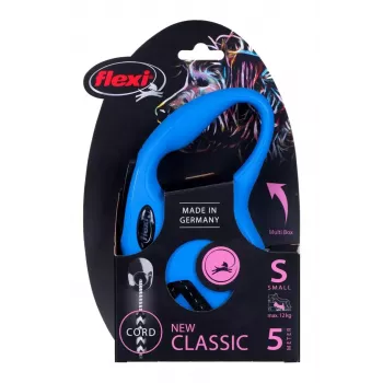 Rollijn Flexi New Classic S — snoer, 5 m, enkele lijn, blauw, max. belasting 12 kg