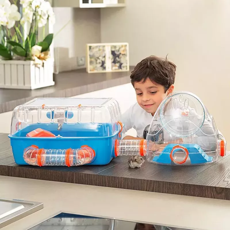 Kooi FERPLAST Combi 2 voor hamsters, blauw transparant, B795×T295×H263 mm, technopolymeer