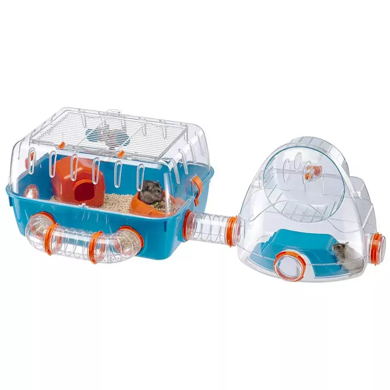 Kooi FERPLAST Combi 2 voor hamsters, blauw transparant, B795×T295×H263 mm, technopolymeer
