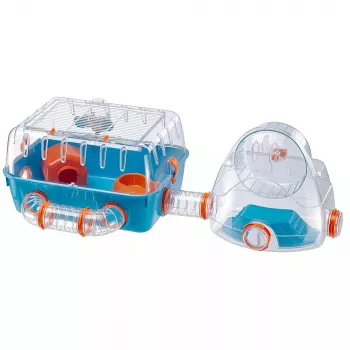 Kooi FERPLAST Combi 2 voor hamsters, blauw transparant, B795×T295×H263 mm, technopolymeer