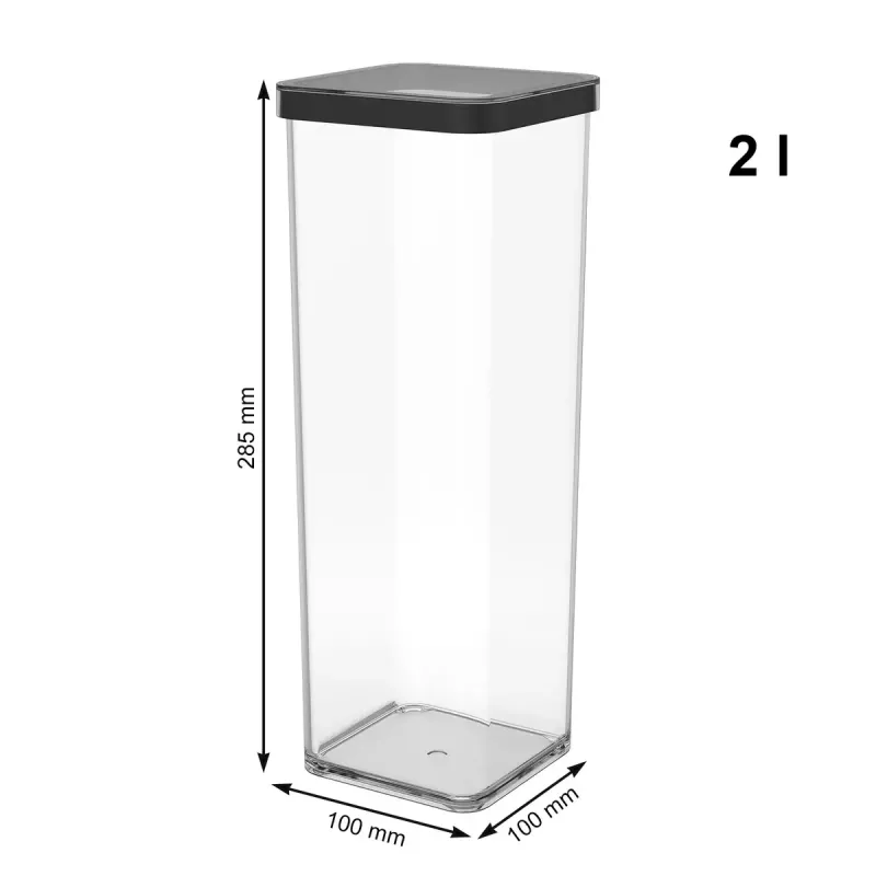 Rotho Loft 1160608080 bewaarbak voor lekkernijen, 2 l, kunststof, vaatwasser- en vriezerbestendig, zwart