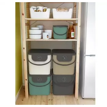 Afvalcontainer Rotho Albula rechthoekig 40 l, technopolymeer, cappuccino, 400×358×340 mm, ophanggat