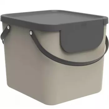 Afvalcontainer Rotho Albula rechthoekig 40 l, technopolymeer, cappuccino, 400×358×340 mm, ophanggat