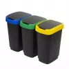Afvalsorteerder met drie vakken rotho Twist 3 × 25 l (technopolymeer, zwart, 252×333×476 mm)