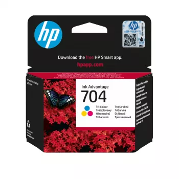 HP 704 tri-color originele Ink Advantage patroon, cyaan, magenta, geel, 1 st., 200 pagina's